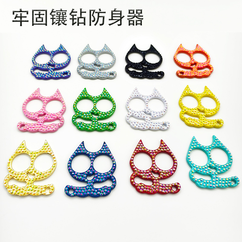 Amazon's New Cross-Border Single-Sided Diamond-Encrusted Cat's Eye Two-Finger Buckle Emergency Window Breaker Multi-Functional Self-Defense Supplies