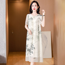 妈妈连衣裙夏装高贵新中式长裙2024新款中国风母亲节中年女雪纺裙