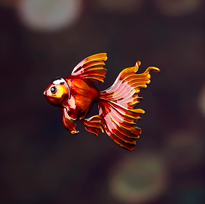 Japanese and Korean Goldfish Brooch Yaxa sancaqları - golden-red-goldfish