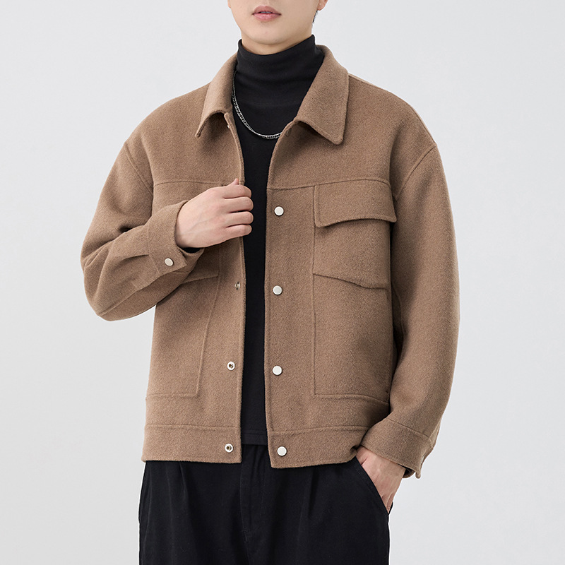 2025 invierno nuevo chaqueta de lana de doble cara chaqueta de moda para hombres chaqueta casual suelta sin image 3