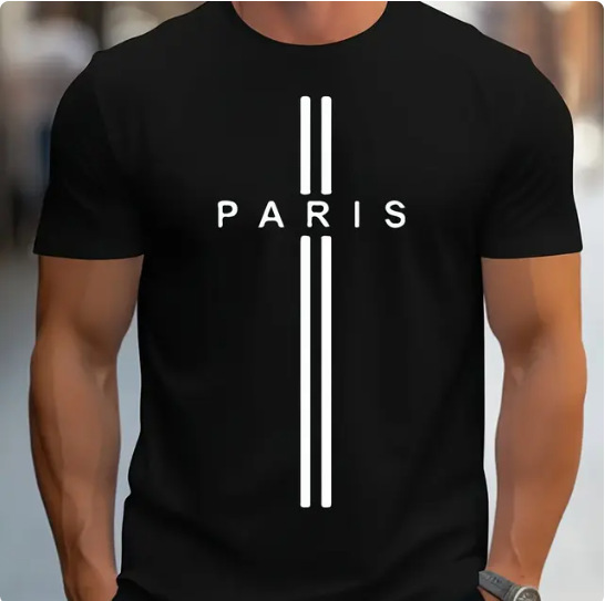Fashion Men's T-shirt Large Silhouette Loose 3D Printing Sports And Leisure Slim-fit Crew Neck Short-sleeved T-shirt_viptrois.com