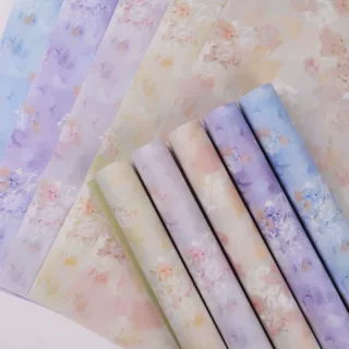 亿通情人节春夏新品油画印花调色盘氛围鲜花花束包装纸花艺资材