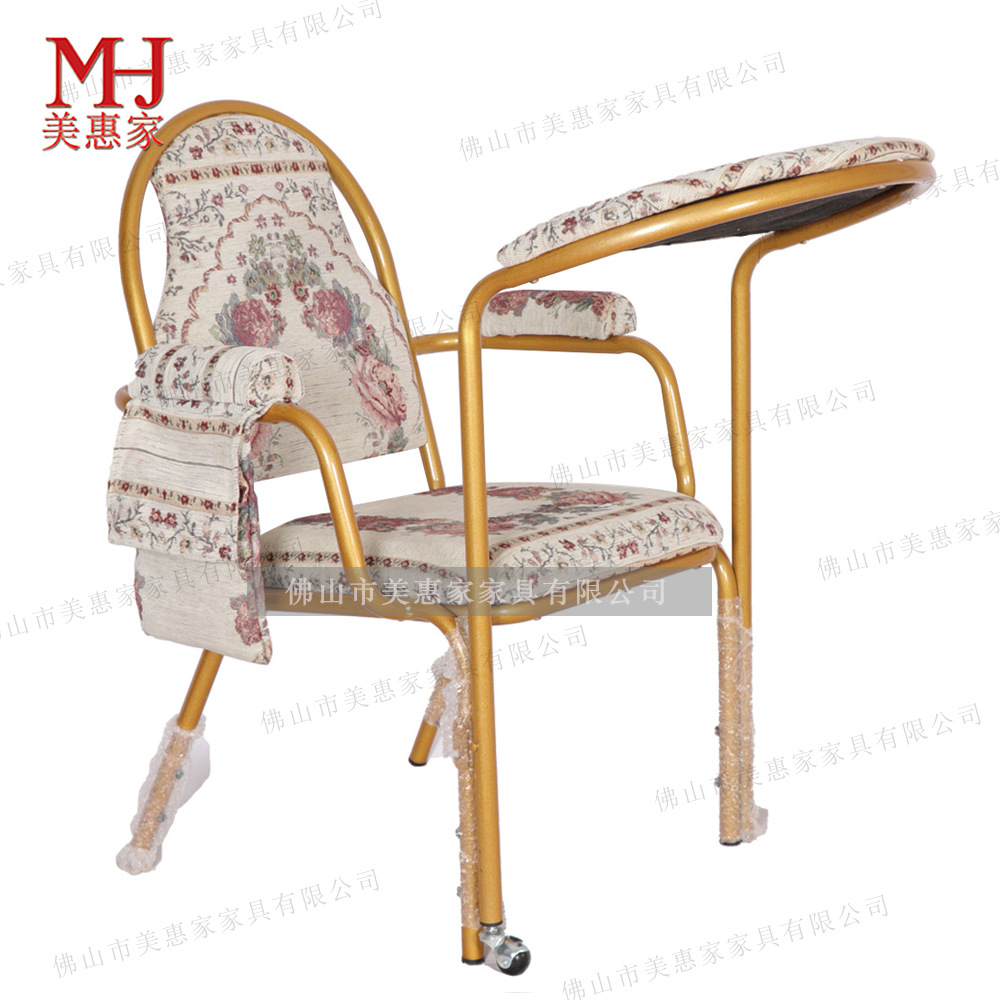 Chenille armrest prayer chair, upholstered metal church chair with wheels, old man kneeling to worship church iron chair, kneeling worship chair