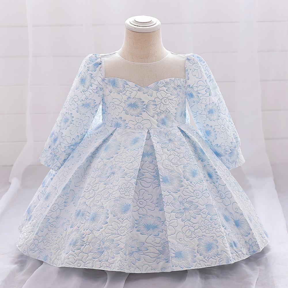 New European and American Baby Dress for Little Princess First Birthday Dress Baby Long Sleeve Printed Princess Dress and Skirt