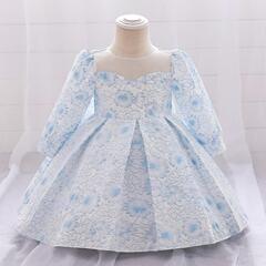 New European and American Baby Dress for Little Princess First Birthday Dress Baby Long Sleeve Printed Princess Dress and Skirt