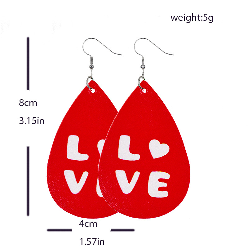 1 Pair Lady Streetwear Letter Heart Shape Pu Leather Drop Earrings display picture 4