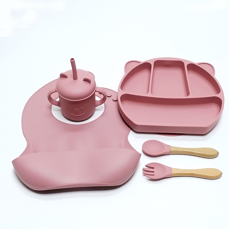 子供用シリコン食器セット、幼児用食事学習ボウル、ベビー用食事フォークとスプーン、落下防止食品グレードの食器|undefined