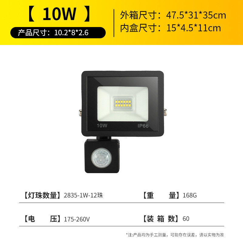 跨境LED投光灯小苹果人体感应红外感应泛光灯遥控光控超薄投光灯|undefined