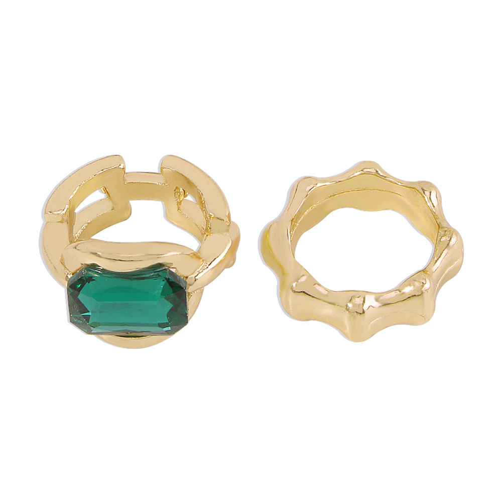 Imitation emerald ring womens bamboo alloy rings setpicture2