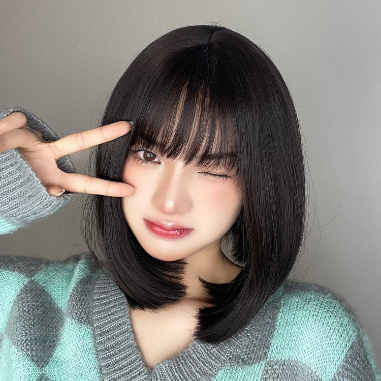 [Fashionable Short Hair Bobo Head] Smooth Hair Unknotted Wig Animation Wig Wholesale House Dance Wig