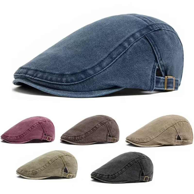 Vintage Washed Men's Beret Hat, Cotton Casual Versatile Distressed Duckbill Cap for Women, Spring/Summer Foreign Trade Model Vintage Washed Men's Beret Hat, Cotton Casual Versatile Distressed Duckbill Cap for Women, Spring/Summer Foreign Trade Model