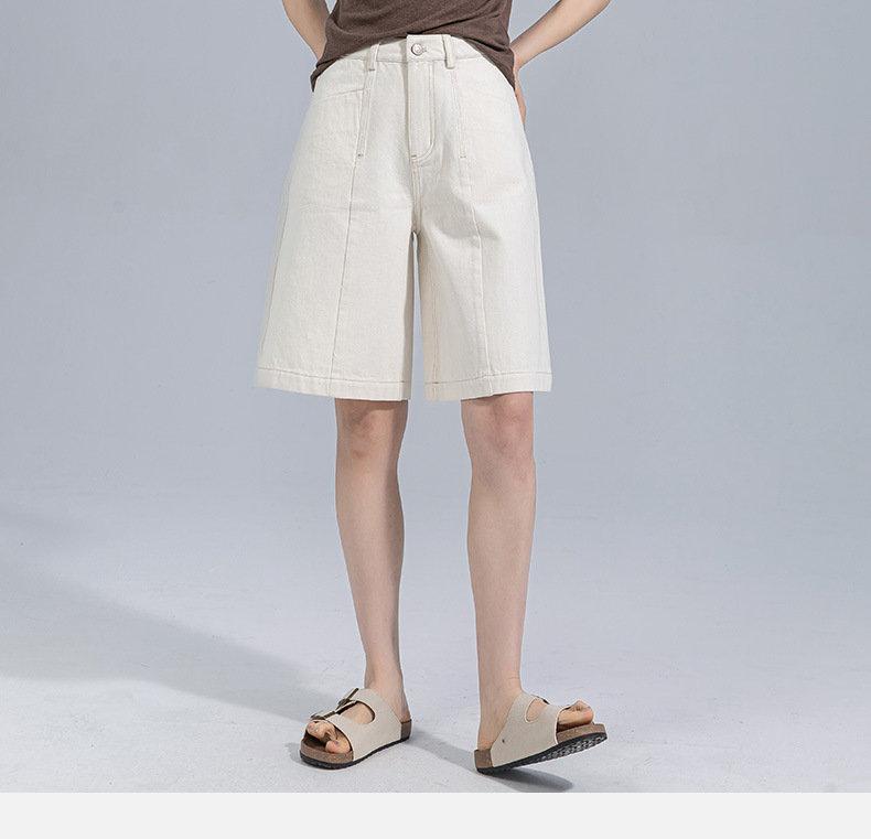 Quần short denim ống rộng cạp cao Xingge dáng suông mùa hè — Màu xanh lam chi tiết 4