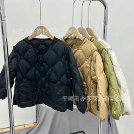 秋冬儿童圆领羽绒服内胆轻薄加厚纯色男童女童90白鸭绒校服神器