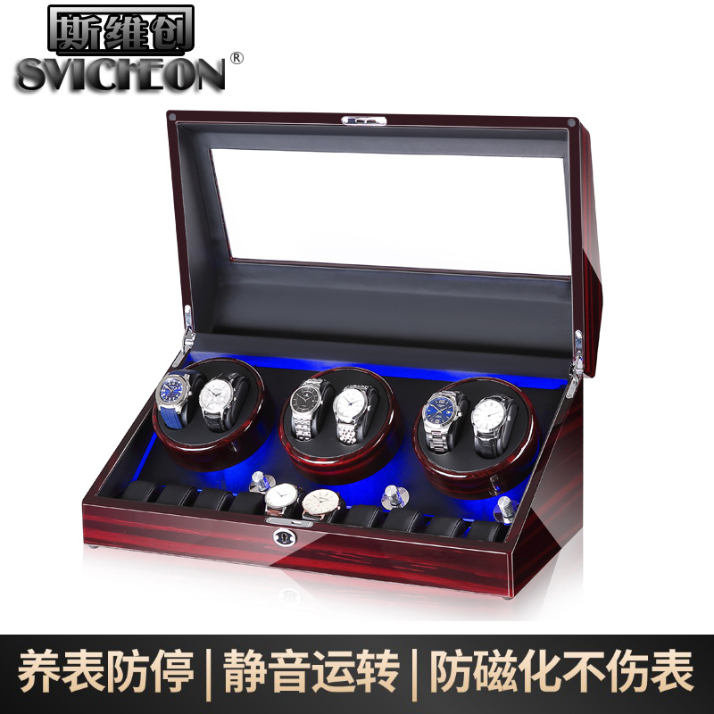 Cross-Border Automatic Watch Shaker, Watch Shaker, Mechanical Watch, Household Solid Wood Watch Box with Printed Logo
