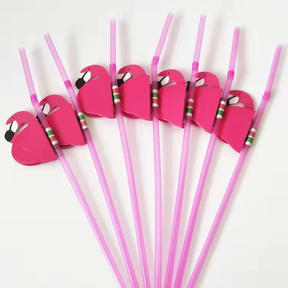 Partido creativo paja plástico bebida paja foto apoyos tridimensional panal Flamingo forma decorativa paja