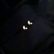 S925纯银镀18K金锆石迷你耳钉耳骨钉小众设计叠戴中性极简