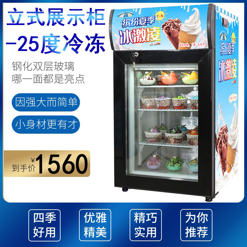 捷盛（JS）冷冻展示柜50升小冰箱冷柜立式迷你小型冰柜商用玻璃门|ru