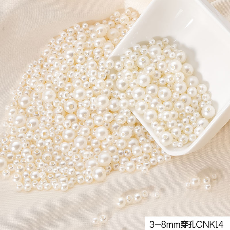 3-10mm blanco puro beige perforado ABS perla de plástico diy zapatos ropa ropa sombrero pendientes pulsera collar con cuentas