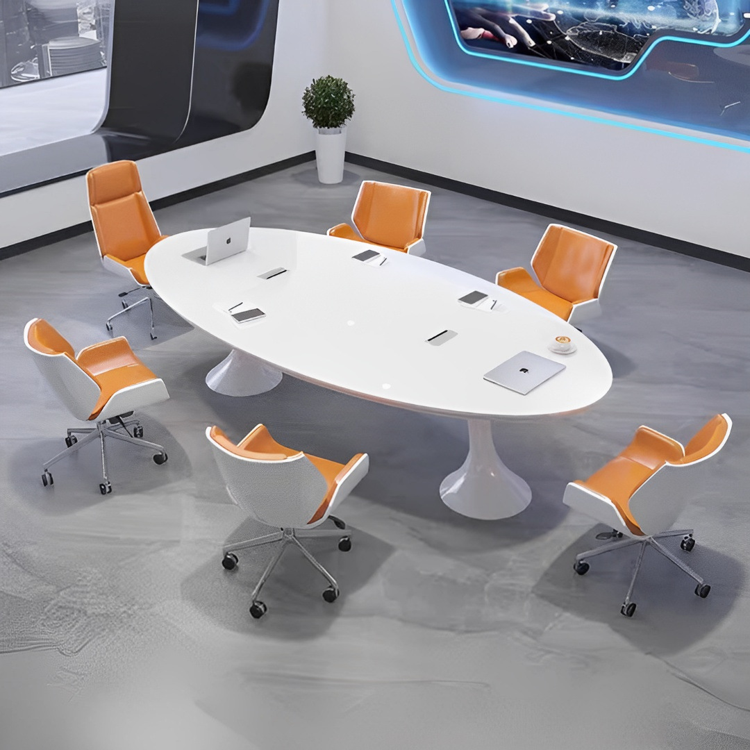 モダンな楕円形のシンプルな会議テーブル塗装オフィス大型スタッフ会議交渉テーブルエグゼクティブレセプションデスク