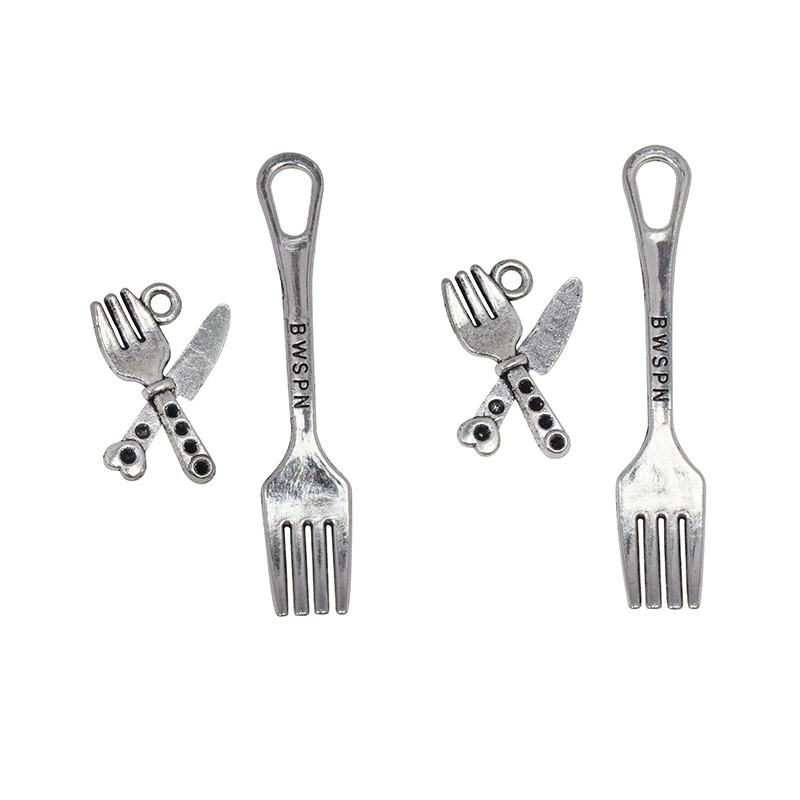 DIY винтажный сплав ювелирные аксессуары Мини посуда вилка подвеска декоративные аксессуары