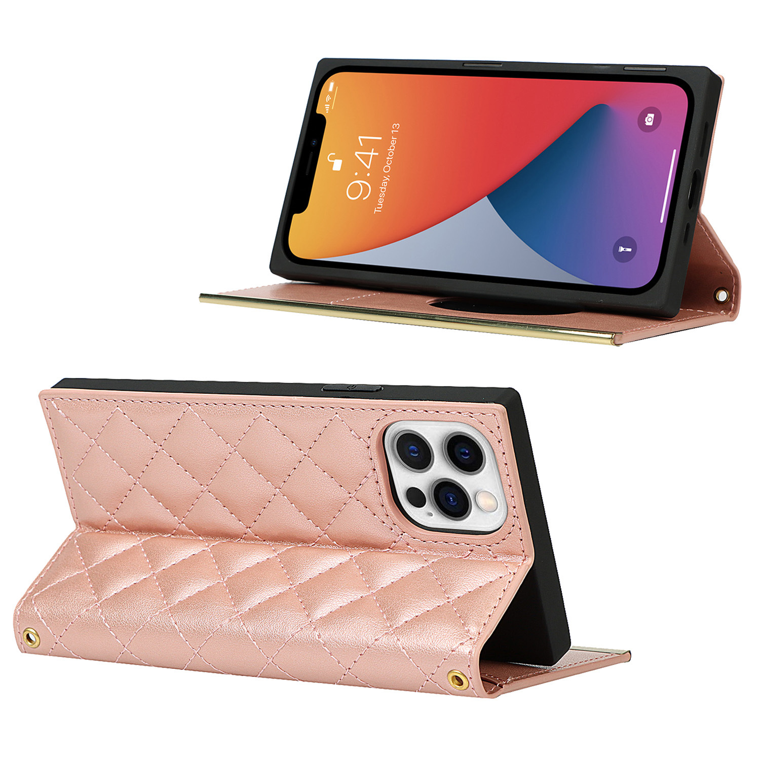 Suitable for iPhone 14 promax Xiaoxiang style crossbody chain Apple 13 leather luxury fashion brand phone case_voghion.com