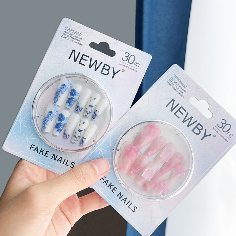 30 piezas de manicura transfronteriza de estilo chino de uñas de uñas para adultos, uñas falsas con accesorios, parches de uñas