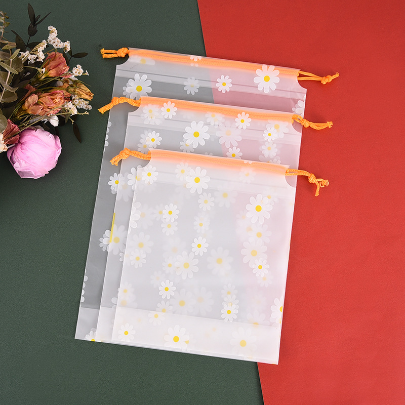 小菊花束口袋pe磨砂eva磨砂拉绳袋收口袋袜子内衣收纳袋打底裤服