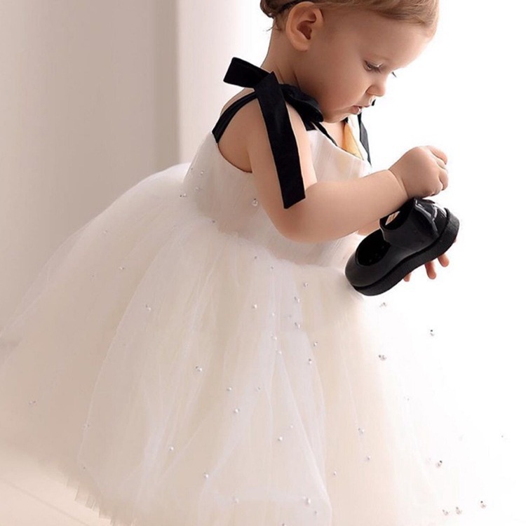 Princess Dress For Little Girls Tulle Skirt Flower Girl Wedding Outfit Children's Birthday Party Dress 0-24 Months_voghion.com