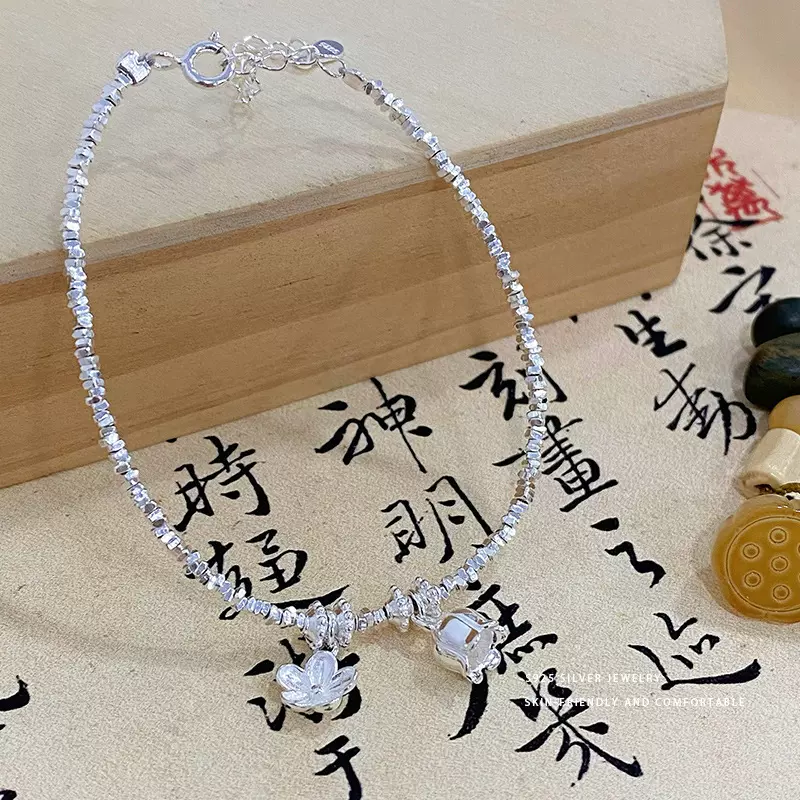 乾佳S925纯银新中式铃兰手链女国风国潮汉服配饰气质手饰品代发