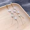 Trend fresh long earrings with tassels, universal zirconium, 2021 collection, flowered, internet celebrity