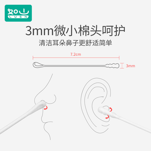 Baby Cotton Swabs for Ears and Noses, Made of Soft Cotton, Small Tips Designed for Newborns