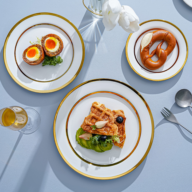 Placa plato hogar plato de alto grado plato de desayuno pastel occidental plato de postre de cerámica plato de pasta de alto aspecto