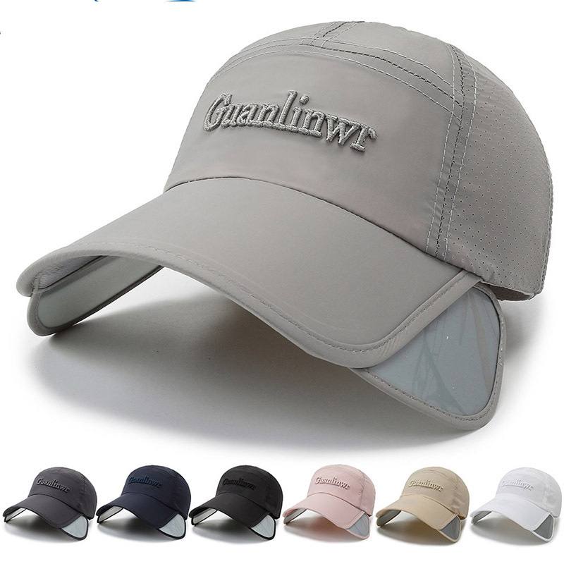 Cappello da uomo con tesa estesa regolabile, berretto estivo traspirante, berretto da baseball con protezione solare per la pesca da uomo_voghion.com