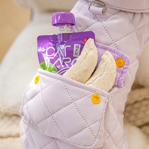 Pets in autumn warm quilted cotton pockets can pull vest puppy dog ​​two-legged clothes thin cat cotton coat cat clothes