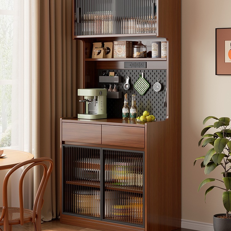 Medieval Style Solid Wood Sideboard Tea Cabinet Wine Cabinet Wall-Mounted Small Apartment Home Living Room Kitchen Storage Cabinet