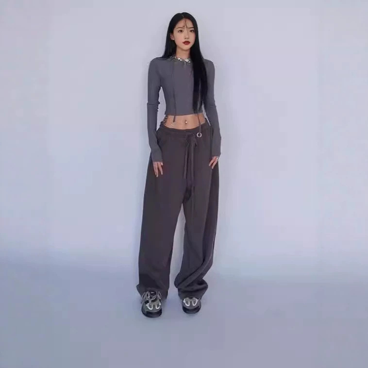 Cross-border Europe and America Amazon Autumn New Wide Leg Pants Sports Casual Jogging Drawstring Loose Women's Straight Pants