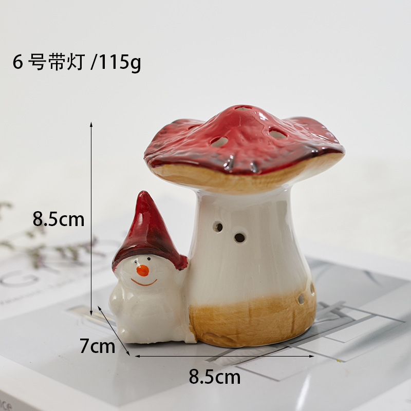 Nuevos productos transfronterizos de Navidad cerámica retro decoración de nieve hombre viejo alce escritorio con luces decorativas regalos