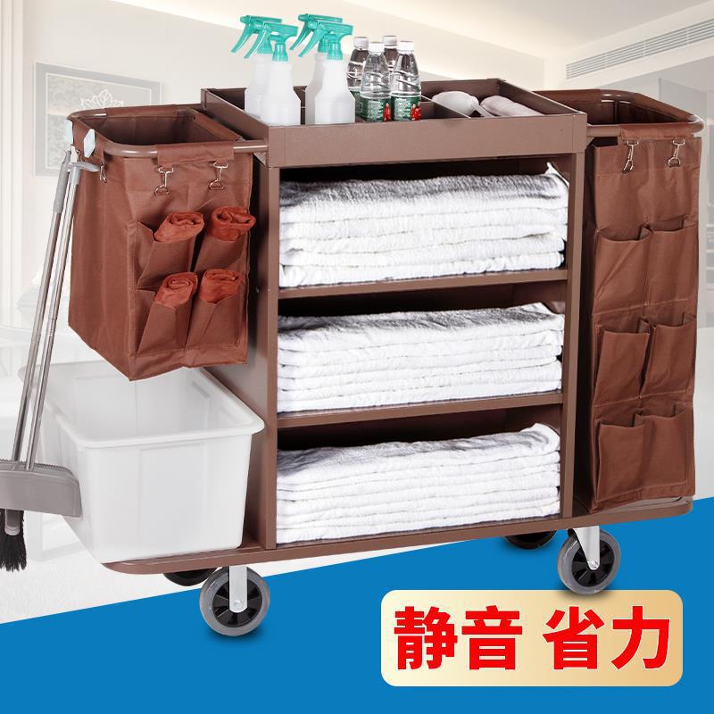 布草车客房服务车工作车酒店宾馆不锈钢清洁车保洁车手推车垒德株