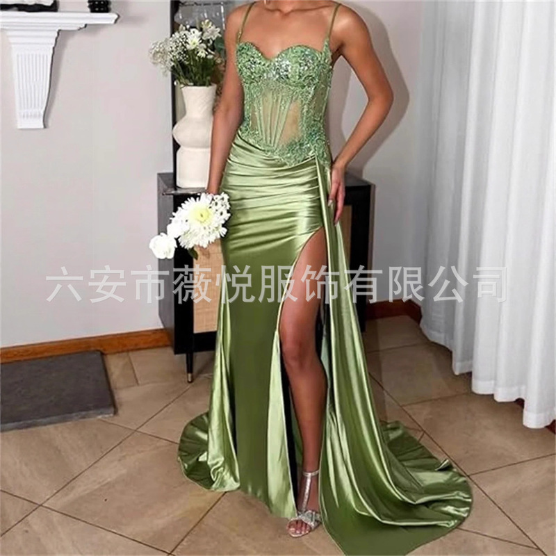 2026 New Amazon Green Sexy Spaghetti Strap Prom Party Evening Dress for Women, Long Luxury High-End Gown 2026 New Amazon Green Sexy Spaghetti Strap Prom Party Evening Dress for Women, Long Luxury High-End Gown