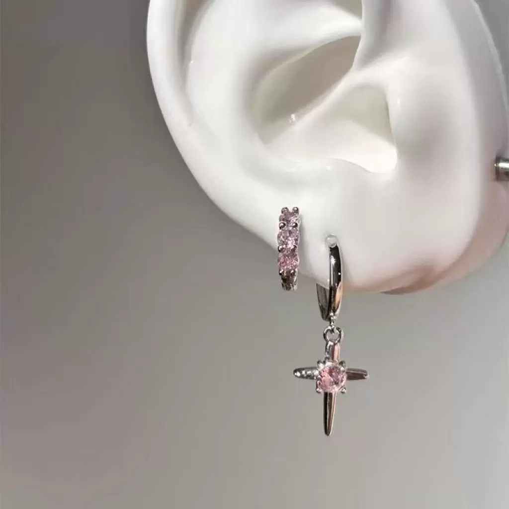 Новые простые серьги-подвески с розовым крестом, элитные студенческие вечерние милые и крутые серьги, универсальные серьги