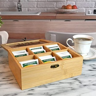 Bamboo wooden storage box clamshell square collection box jewelry organizing box desktop clamshell with lock storage box