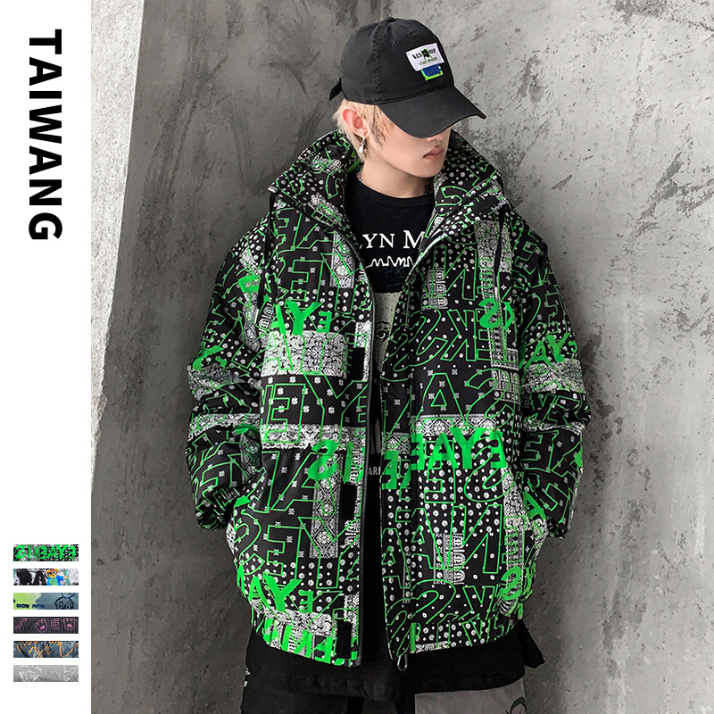 Roupas masculinas Moda Urso Seda algodão Jaqueta Masculina 24 Nova Inverno Jaqueta Juventude Floco de Neve Estampa Seda algodão Jaqueta_voghion.com