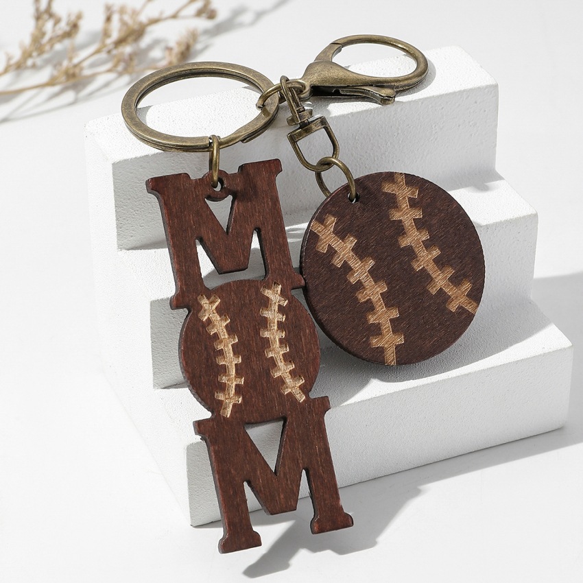 Unisex Gender Sports Letter Basketball Football Wood Mother'S Day Unisex Keychain