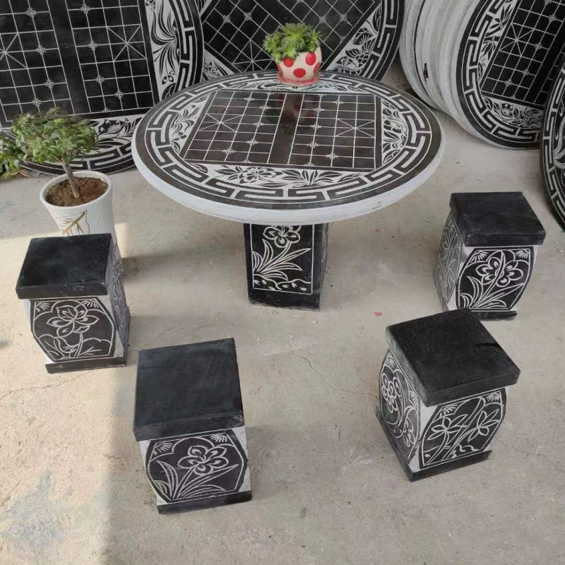 Стол из камня из голубого камня, каменная скамейка, каменный стол и стулья для двора, сада, уличный каменный стол и стулья, мраморный круглый стол, домашний уличный квадратный стол