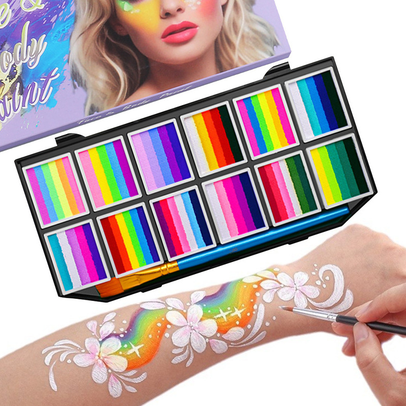 12-Grids Color-Blocking Water-Soluble Painting Face Pigment Face Paint Kidsren's Halloween Stage Makeup Face Painting Cream 12-Grids Color-Blocking Water-Soluble Painting Face Pigment Face Paint Kidsren's Halloween Stage Makeup Face Painting Cream