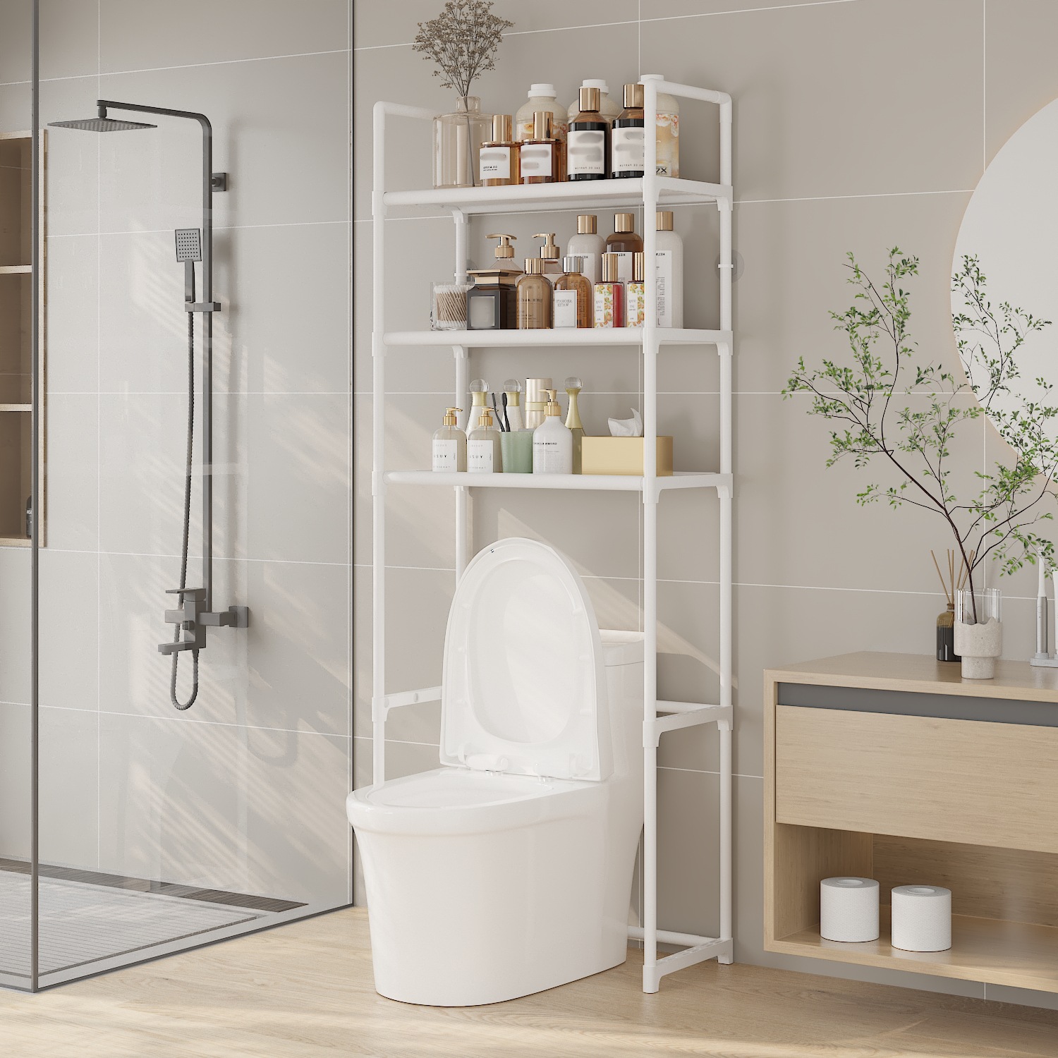 사이드 변기걸이 3단 화이트