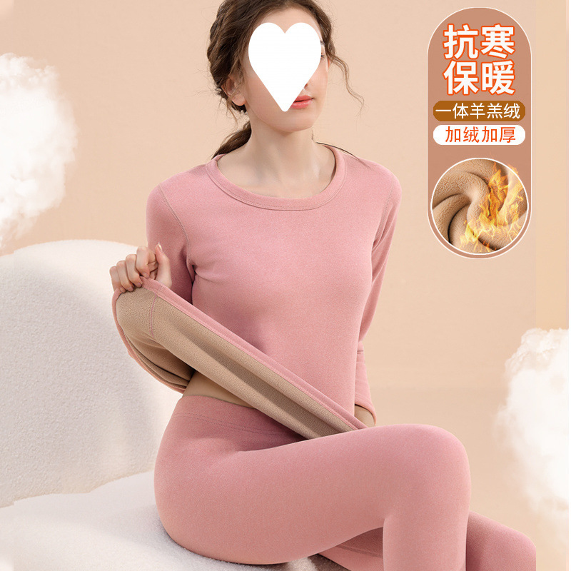 열 속옷 여성 양고기 벨벳 두꺼운 플러스 벨벳 정장 올인원 독일 벨벳 가열 가을 옷 가을 바지 바닥 면화 스웨터 겨울