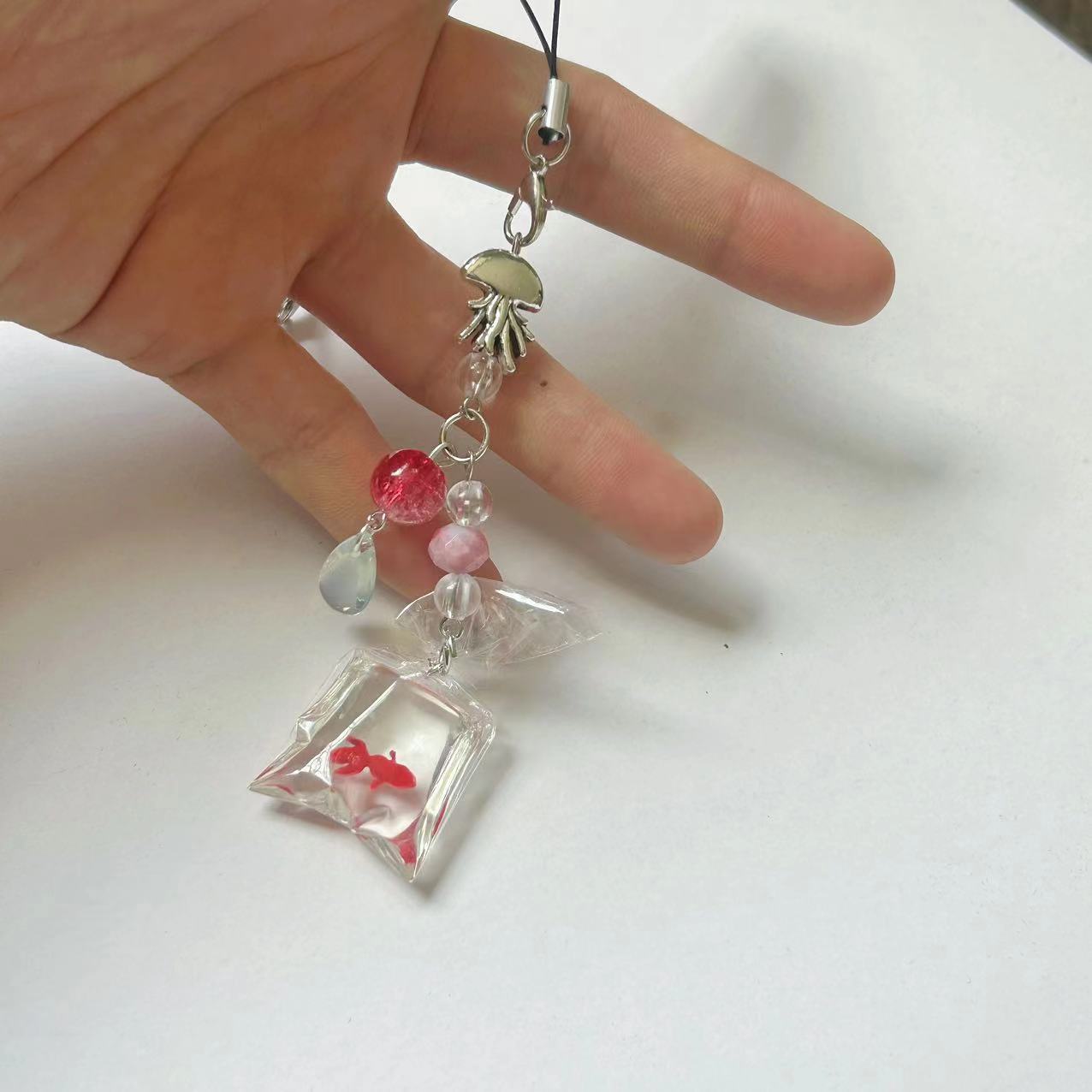 Book, Bag, Fish, Fish Tail Pattern 1 Piece Book Bag Fish Mobile Phone Chain Plastic Sweet Mobile Phone Chain