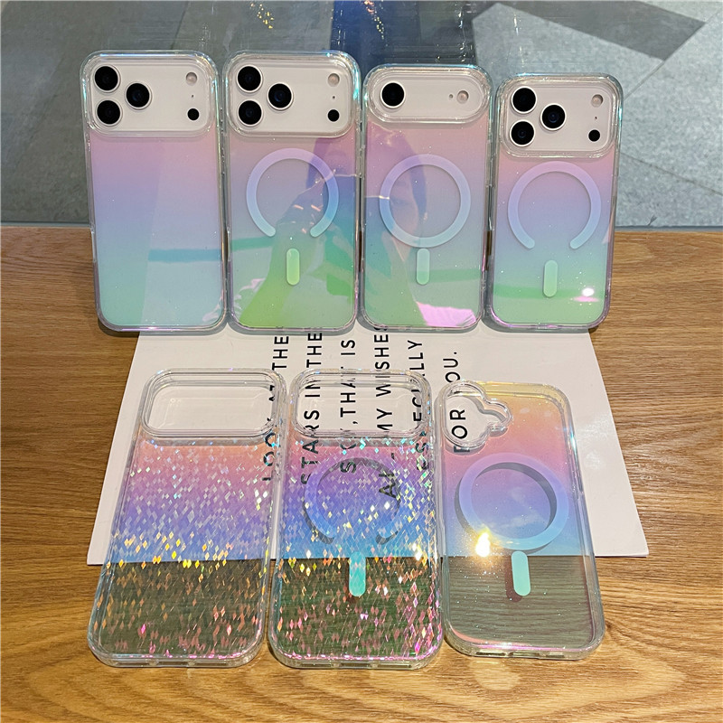 Suitable For Phone Color Plating Transparent Glitter IPhone Max Diamond Pattern Magnetic Case 17 Pro_voghion.com