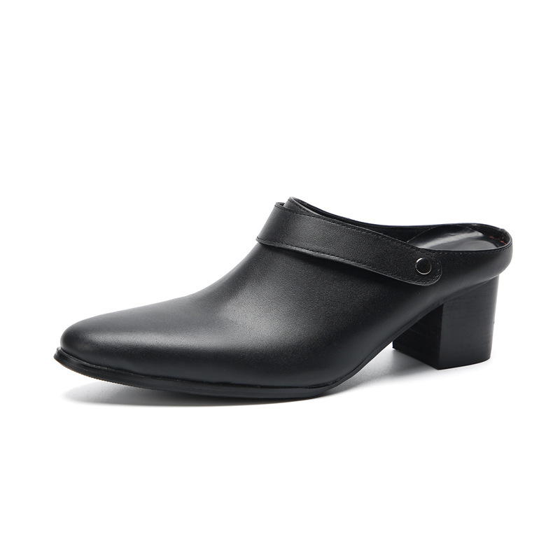 2023 Summer new one-strap platform high heel slippers men's platform height increasing beach shoes wedge slip-on sandals